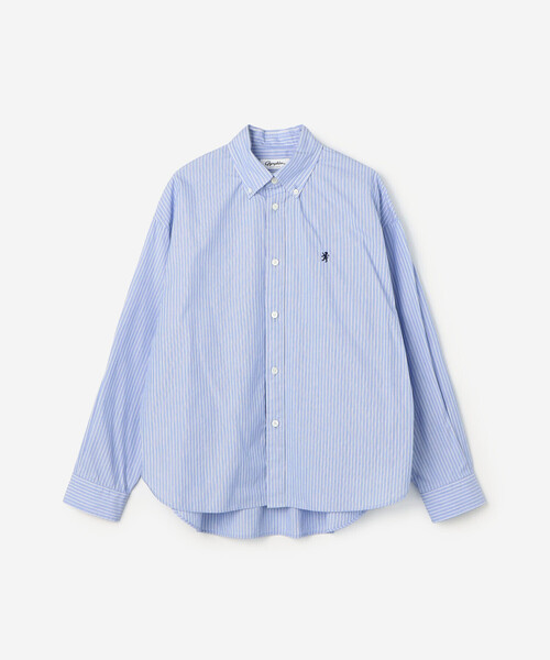 GYMPHLEX（ジムフレックス）の「Gymphlex | コットンストライプ ショートボタンダウン長袖シャツ WOMEN（シャツ/ブラウス・レディース・ブルー系その他・12）」の2枚目の写真