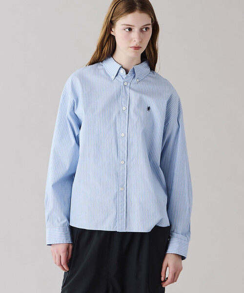 GYMPHLEX（ジムフレックス）の「Gymphlex | コットンストライプ ショートボタンダウン長袖シャツ WOMEN（シャツ/ブラウス・レディース・ブルー系その他・12）」の8枚目の写真