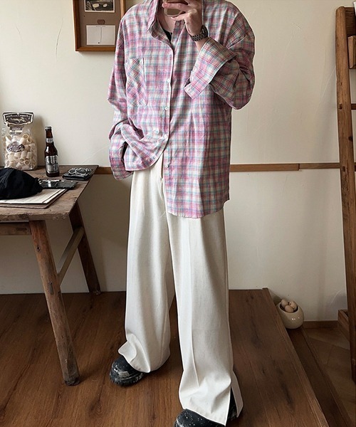 Ressaca(レサーカ)の「オーバーサイズユーズドライクチェック柄シャツ(シャツ/ブラウス・メンズ・ブルー/ピンク・L/M)」の10枚目の写真