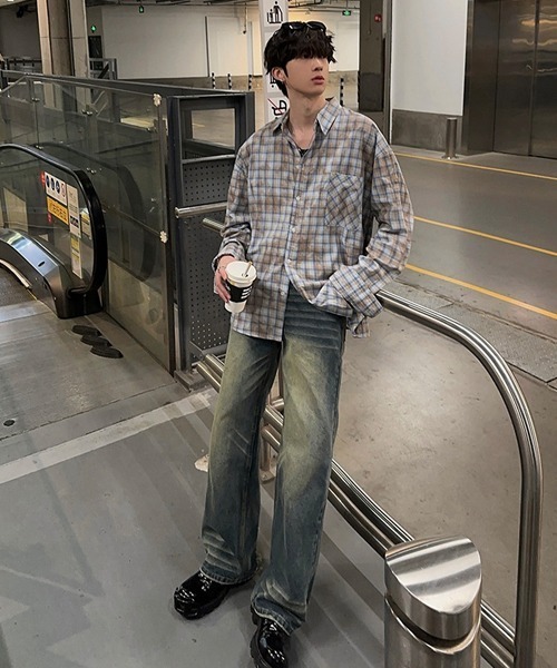 Ressaca(レサーカ)の「オーバーサイズユーズドライクチェック柄シャツ(シャツ/ブラウス・メンズ・ブルー/ピンク・L/M)」の3枚目の写真