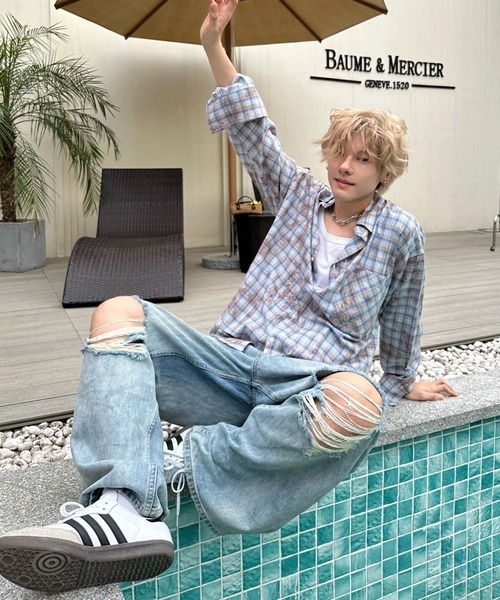 Ressaca(レサーカ)の「オーバーサイズユーズドライクチェック柄シャツ(シャツ/ブラウス・メンズ・ブルー/ピンク・L/M)」の11枚目の写真