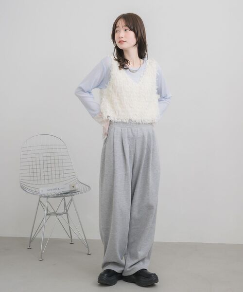 RETRO GIRL（レトロガール）の「ダンボールワイドスウェットPT（スウェットパンツ・レディース・ライトグレー/ブラック/ナチュラル・FREE）」の4枚目の写真