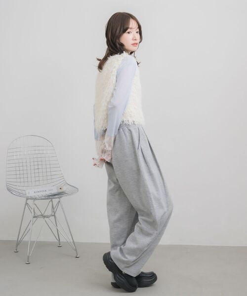 RETRO GIRL（レトロガール）の「ダンボールワイドスウェットPT（スウェットパンツ・レディース・ライトグレー/ブラック/ナチュラル・FREE）」の5枚目の写真