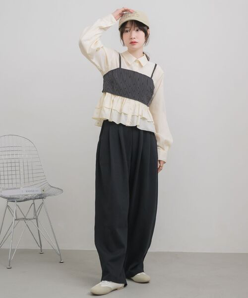 RETRO GIRL（レトロガール）の「ダンボールワイドスウェットPT（スウェットパンツ・レディース・ライトグレー/ブラック/ナチュラル・FREE）」の20枚目の写真