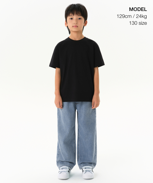 MUSINSA STANDARD KIDS（ムシンサスタンダードキッズ）の「リラックスドクルーネックTシャツ[ブラック]（Tシャツ/カットソー・レディース・その他・100/160/140/150/130/120/110）」の7枚目の写真