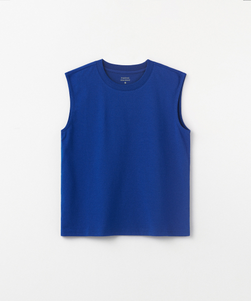 MUSINSA STANDARD KIDS（ムシンサスタンダードキッズ）の「[クールスタンダード] オーバーサイズクルーネックスリーブレストップ [ブルー]（Tシャツ/カットソー・レディース・その他・100/110/120/130/140/150/160）」の4枚目の写真