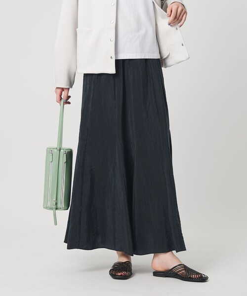 BEAUTY&YOUTH UNITED ARROWS（ビューティーアンドユースユナイテッドアローズ）の「セルロースナイロン ワッシャーロングスカート ウォッシャブル（スカート・レディース・ネイビー/ホワイト/ライム・S/M）」の3枚目の写真