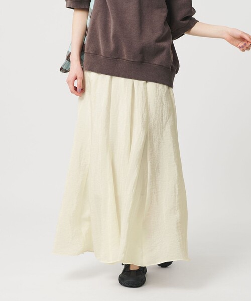 BEAUTY&YOUTH UNITED ARROWS（ビューティーアンドユースユナイテッドアローズ）の「セルロースナイロン ワッシャーロングスカート ウォッシャブル（スカート・レディース・ネイビー/ホワイト/ライム・S/M）」の2枚目の写真