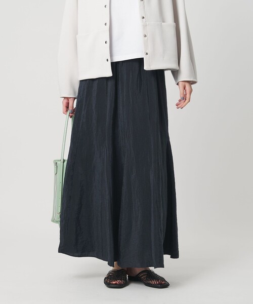 BEAUTY&YOUTH UNITED ARROWS（ビューティーアンドユースユナイテッドアローズ）の「セルロースナイロン ワッシャーロングスカート ウォッシャブル（スカート・レディース・ネイビー/ホワイト/ライム・S/M）」の4枚目の写真