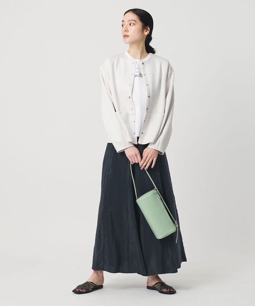 BEAUTY&YOUTH UNITED ARROWS（ビューティーアンドユースユナイテッドアローズ）の「セルロースナイロン ワッシャーロングスカート ウォッシャブル（スカート・レディース・ネイビー/ホワイト/ライム・S/M）」の6枚目の写真