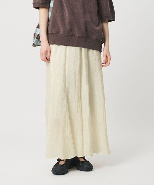 BEAUTY&YOUTH UNITED ARROWS（ビューティーアンドユースユナイテッドアローズ）の「セルロースナイロン ワッシャーロングスカート ウォッシャブル（スカート・レディース・ネイビー/ホワイト/ライム・S/M）」の7枚目の写真