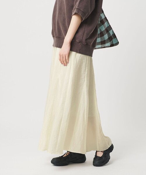 BEAUTY&YOUTH UNITED ARROWS（ビューティーアンドユースユナイテッドアローズ）の「セルロースナイロン ワッシャーロングスカート ウォッシャブル（スカート・レディース・ネイビー/ホワイト/ライム・S/M）」の8枚目の写真