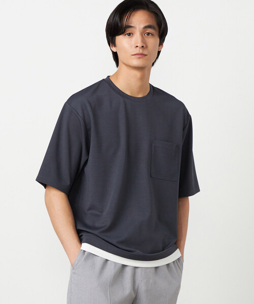 COMME CA ISM(コムサイズム)の「【吸水速乾】フェイクレイヤードTシャツ(Tシャツ/カットソー・メンズ・ミント/グレー/ホワイト/チャコール・MEDIUM/LARGE)」の4枚目の写真