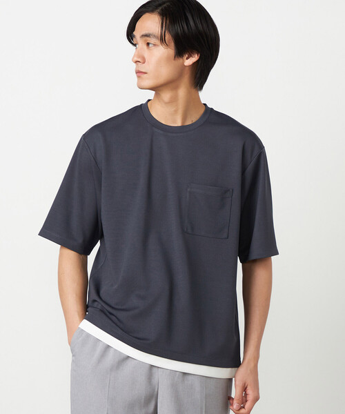 COMME CA ISM(コムサイズム)の「【吸水速乾】フェイクレイヤードTシャツ(Tシャツ/カットソー・メンズ・ミント/グレー/ホワイト/チャコール・MEDIUM/LARGE)」の5枚目の写真