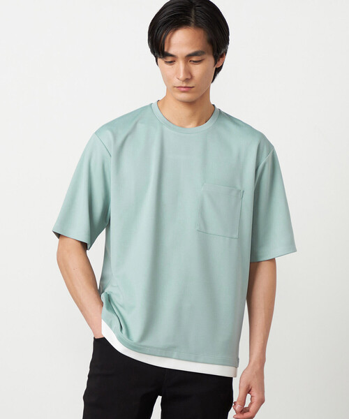 COMME CA ISM(コムサイズム)の「【吸水速乾】フェイクレイヤードTシャツ(Tシャツ/カットソー・メンズ・ミント/グレー/ホワイト/チャコール・MEDIUM/LARGE)」の9枚目の写真