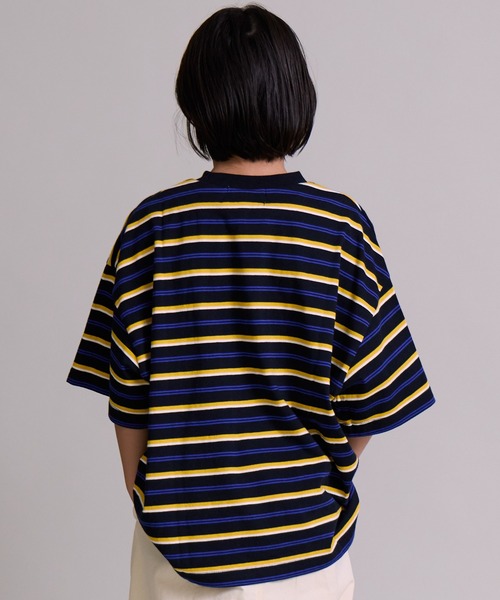 PAIRMANON STREET（ペアマノンストリート）の「【綿100%】シンプル マルチボーダー 半袖 Tシャツ【PAIRMANON STREET】（Tシャツ/カットソー・キッズ・ベージュ/ブラウン/レッド/ライトグリーン/ブラック/ブルー・90/130/120/150/160/100/140/110）」の8枚目の写真