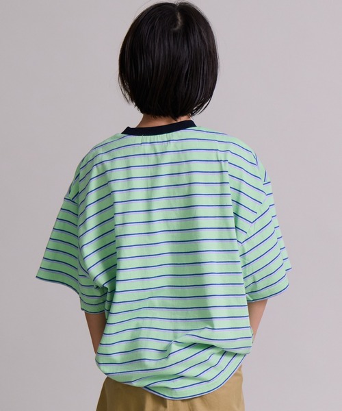 PAIRMANON STREET（ペアマノンストリート）の「【綿100%】シンプル マルチボーダー 半袖 Tシャツ【PAIRMANON STREET】（Tシャツ/カットソー・キッズ・ベージュ/ブラウン/レッド/ライトグリーン/ブラック/ブルー・90/130/120/150/160/100/140/110）」の17枚目の写真