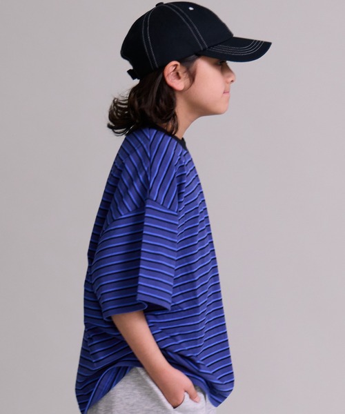 PAIRMANON STREET（ペアマノンストリート）の「【綿100%】シンプル マルチボーダー 半袖 Tシャツ【PAIRMANON STREET】（Tシャツ/カットソー・キッズ・ベージュ/ブラウン/レッド/ライトグリーン/ブラック/ブルー・90/130/120/150/160/100/140/110）」の19枚目の写真