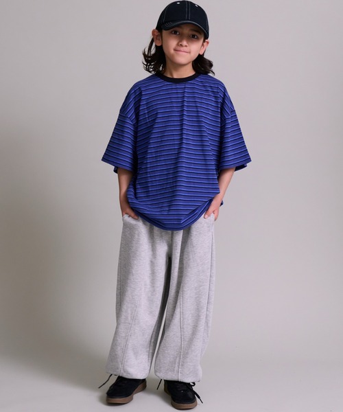 PAIRMANON STREET（ペアマノンストリート）の「【綿100%】シンプル マルチボーダー 半袖 Tシャツ【PAIRMANON STREET】（Tシャツ/カットソー・キッズ・ベージュ/ブラウン/レッド/ライトグリーン/ブラック/ブルー・90/130/120/150/160/100/140/110）」の21枚目の写真
