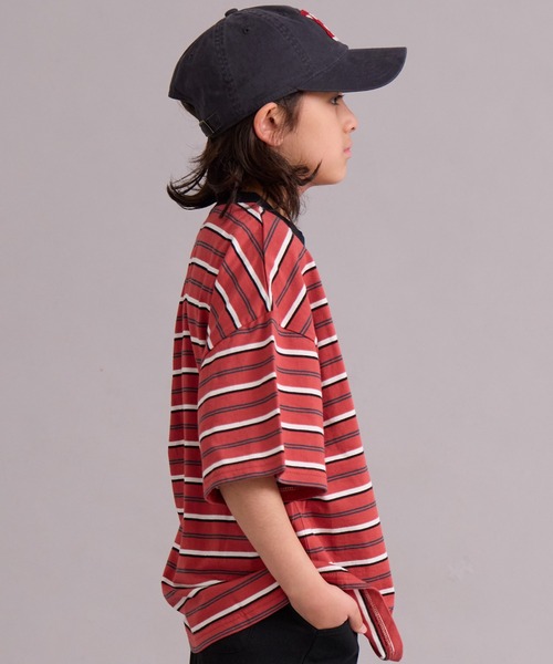 PAIRMANON STREET（ペアマノンストリート）の「【綿100%】シンプル マルチボーダー 半袖 Tシャツ【PAIRMANON STREET】（Tシャツ/カットソー・キッズ・ベージュ/ブラウン/レッド/ライトグリーン/ブラック/ブルー・90/130/120/150/160/100/140/110）」の22枚目の写真