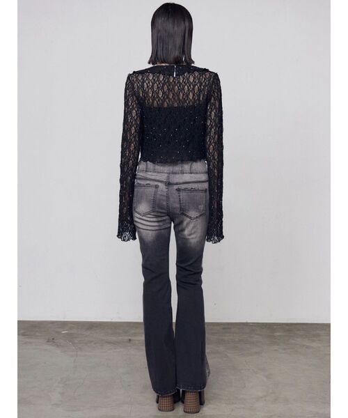 EMODA(エモダ)の「ハートダメージハイウエストフレアパギンス(デニムパンツ・レディース・ブラック/インディゴブルー・MEDIUM/SMALL/X-SMALL)」の14枚目の写真