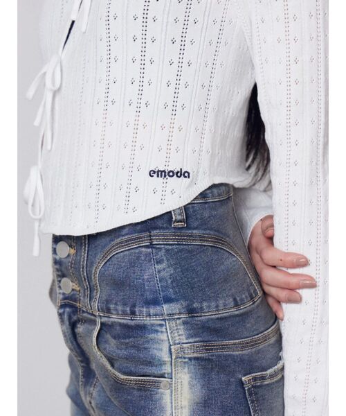 EMODA(エモダ)の「ハートダメージハイウエストフレアパギンス(デニムパンツ・レディース・ブラック/インディゴブルー・MEDIUM/SMALL/X-SMALL)」の5枚目の写真