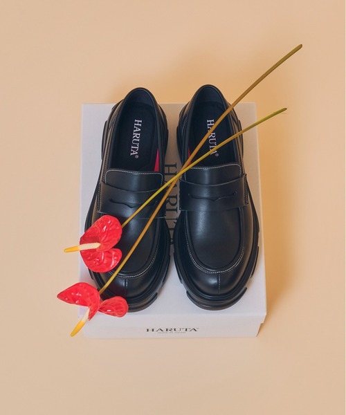 Casselini（キャセリーニ）の「Casselini(キャセリーニ)【HARUTA×Casselini】Contrast Stitch Loafer（ローファー・レディース・ブラック・22.5cm/23cm/23.5cm/24cm/24.5cm）」の9枚目の写真