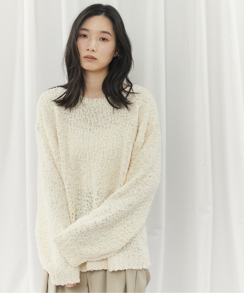 CIEL'AIR(シエルエアー)の「POCOPOCO KNIT(ポコポコニット)(ニット/セーター・レディース・アイボリー/ブラック・FREE)」の1枚目の写真