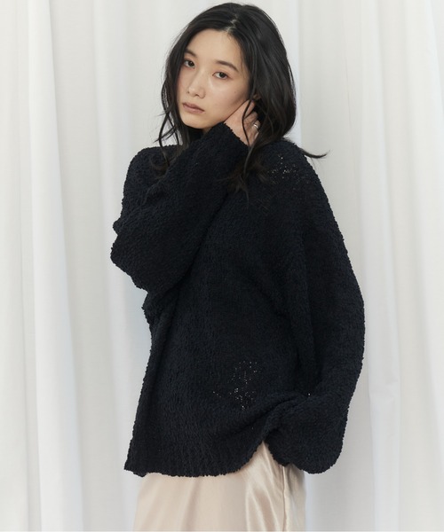 CIEL'AIR(シエルエアー)の「POCOPOCO KNIT(ポコポコニット)(ニット/セーター・レディース・アイボリー/ブラック・FREE)」の2枚目の写真