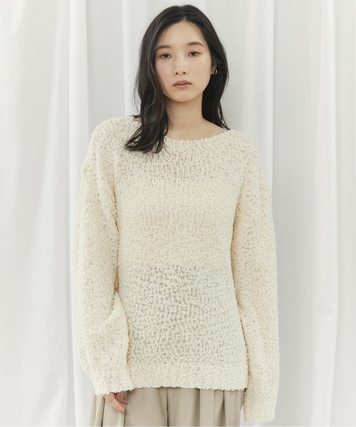 CIEL'AIR(シエルエアー)の「POCOPOCO KNIT(ポコポコニット)(ニット/セーター・レディース・アイボリー/ブラック・FREE)」の3枚目の写真