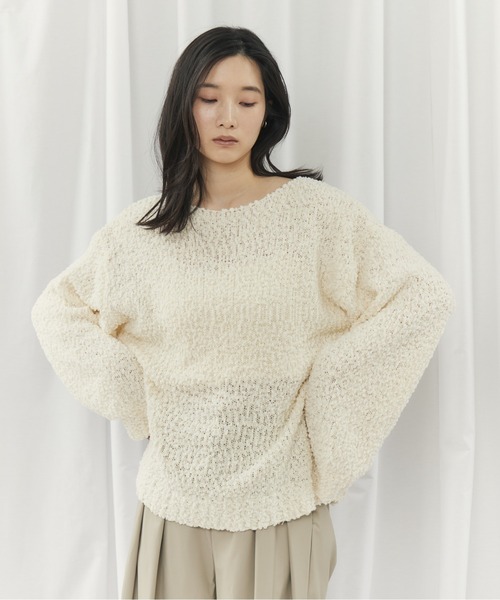 CIEL'AIR(シエルエアー)の「POCOPOCO KNIT(ポコポコニット)(ニット/セーター・レディース・アイボリー/ブラック・FREE)」の13枚目の写真