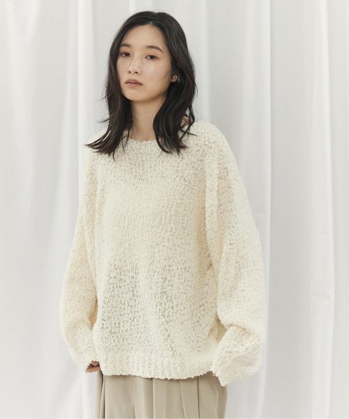 CIEL'AIR(シエルエアー)の「POCOPOCO KNIT(ポコポコニット)(ニット/セーター・レディース・アイボリー/ブラック・FREE)」の4枚目の写真