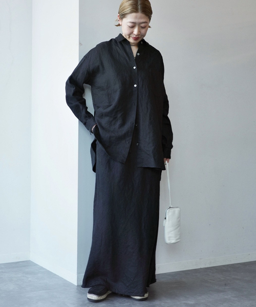 JOURNAL STANDARD LUXE（ジャーナルスタンダード　ラックス）の「フレンチリネンツイルスカート（スカート・レディース・ブラック/ベージュ・FREE）」の7枚目の写真