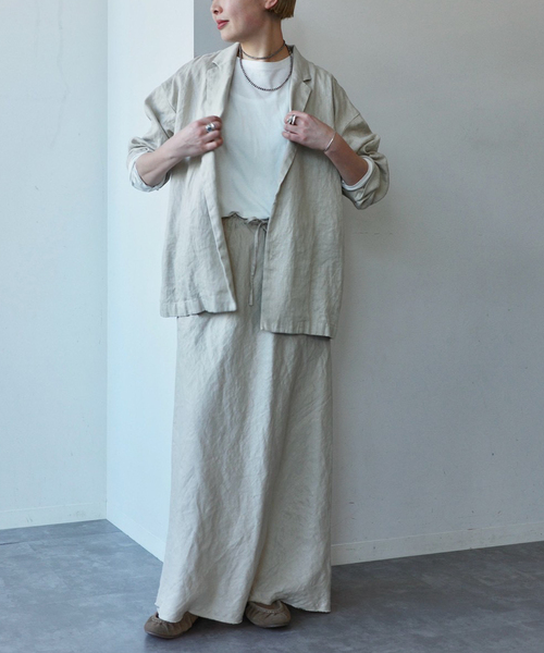 JOURNAL STANDARD LUXE（ジャーナルスタンダード　ラックス）の「フレンチリネンツイルスカート（スカート・レディース・ブラック/ベージュ・FREE）」の16枚目の写真