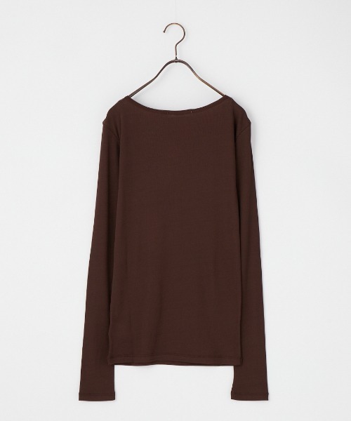 THE SHINZONE（ザ　シンゾーン）の「［THE SHINZONE/ザ シンゾーン］シアーリブ ボートネック ロングスリーブTシャツ（Tシャツ/カットソー・レディース・ホワイト/ブラウン/ブラック・0）」の4枚目の写真