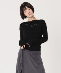 PCE クラックロゴボートネックスリムロングスリーブ(ブラック)