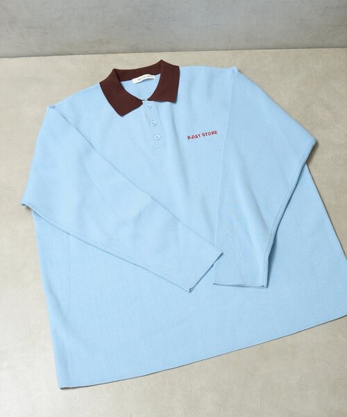 B-DAY STORE（ビーデイストア）の「【B-DAY STORE】バイカラーポロニット　ユニセックス（ニット/セーター・メンズ・ブルー/グレー・0）」の2枚目の写真