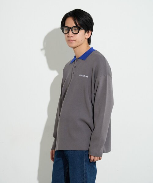 B-DAY STORE（ビーデイストア）の「【B-DAY STORE】バイカラーポロニット　ユニセックス（ニット/セーター・メンズ・ブルー/グレー・0）」の6枚目の写真