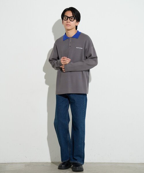 B-DAY STORE（ビーデイストア）の「【B-DAY STORE】バイカラーポロニット　ユニセックス（ニット/セーター・メンズ・ブルー/グレー・0）」の8枚目の写真