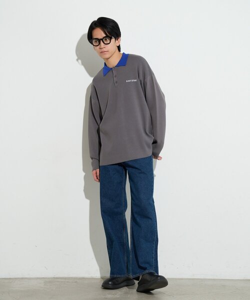 B-DAY STORE（ビーデイストア）の「【B-DAY STORE】バイカラーポロニット　ユニセックス（ニット/セーター・メンズ・ブルー/グレー・0）」の9枚目の写真
