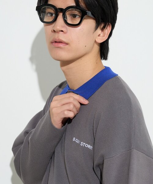 B-DAY STORE（ビーデイストア）の「【B-DAY STORE】バイカラーポロニット　ユニセックス（ニット/セーター・メンズ・ブルー/グレー・0）」の12枚目の写真