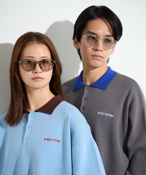 B-DAY STORE（ビーデイストア）の「【B-DAY STORE】バイカラーポロニット　ユニセックス（ニット/セーター・メンズ・ブルー/グレー・0）」の21枚目の写真