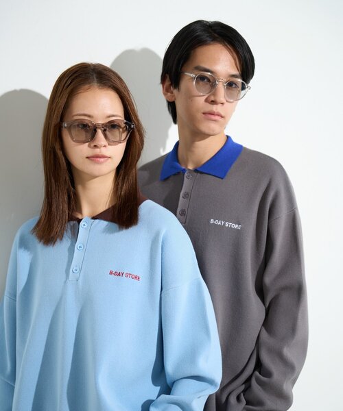 B-DAY STORE（ビーデイストア）の「【B-DAY STORE】バイカラーポロニット　ユニセックス（ニット/セーター・メンズ・ブルー/グレー・0）」の22枚目の写真