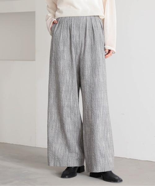 for/c（フォーシー）の「[セットアップ対応]クレープチェックタックパンツ【サスティナブル】（その他パンツ・レディース・ブラウン系/ブラック/ブラック系・TM/LL/L/M/PM）」の2枚目の写真