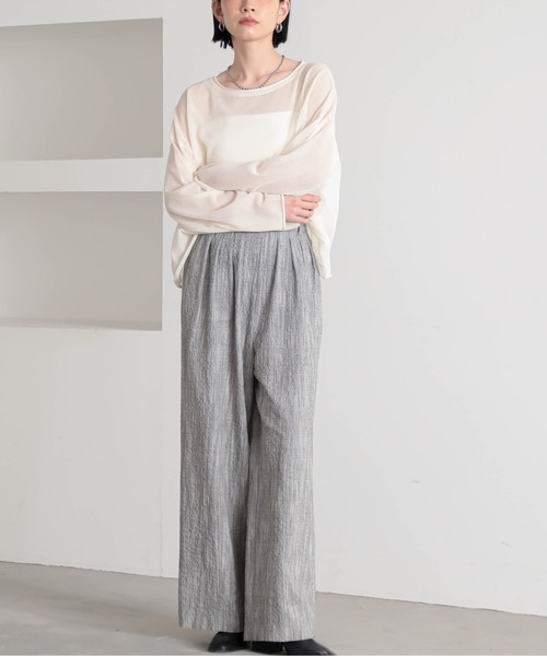 for/c（フォーシー）の「[セットアップ対応]クレープチェックタックパンツ【サスティナブル】（その他パンツ・レディース・ブラウン系/ブラック/ブラック系・TM/LL/L/M/PM）」の8枚目の写真