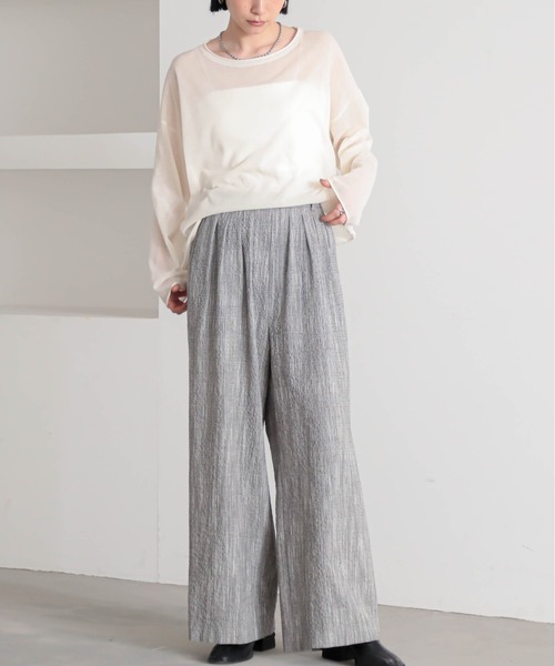 for/c（フォーシー）の「[セットアップ対応]クレープチェックタックパンツ【サスティナブル】（その他パンツ・レディース・ブラウン系/ブラック/ブラック系・TM/LL/L/M/PM）」の9枚目の写真