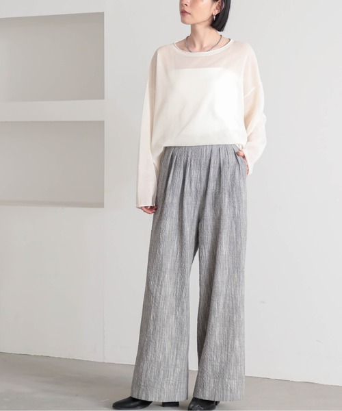 for/c（フォーシー）の「[セットアップ対応]クレープチェックタックパンツ【サスティナブル】（その他パンツ・レディース・ブラウン系/ブラック/ブラック系・TM/LL/L/M/PM）」の12枚目の写真