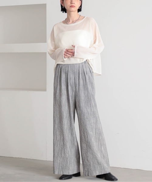 for/c（フォーシー）の「[セットアップ対応]クレープチェックタックパンツ【サスティナブル】（その他パンツ・レディース・ブラウン系/ブラック/ブラック系・TM/LL/L/M/PM）」の13枚目の写真