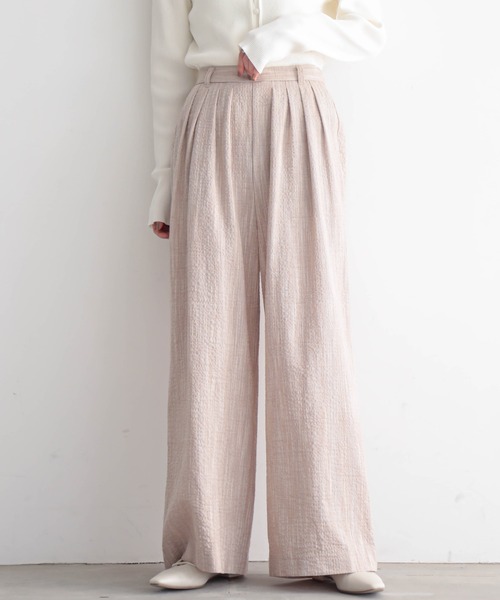 for/c（フォーシー）の「[セットアップ対応]クレープチェックタックパンツ【サスティナブル】（その他パンツ・レディース・ブラウン系/ブラック/ブラック系・TM/LL/L/M/PM）」の14枚目の写真