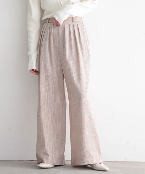 for/c（フォーシー）の「[セットアップ対応]クレープチェックタックパンツ【サスティナブル】（その他パンツ・レディース・ブラウン系/ブラック/ブラック系・TM/LL/L/M/PM）」の15枚目の写真